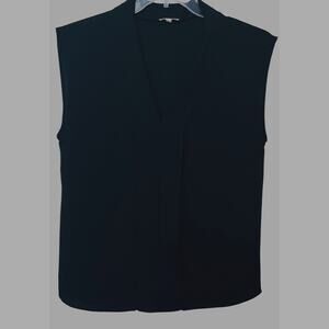 JODIFL SLEEVELESS PULL-OVER V-NECK NO BUTTON FRONT PLACKET BLOUSE-WOMEN, S-BLACK